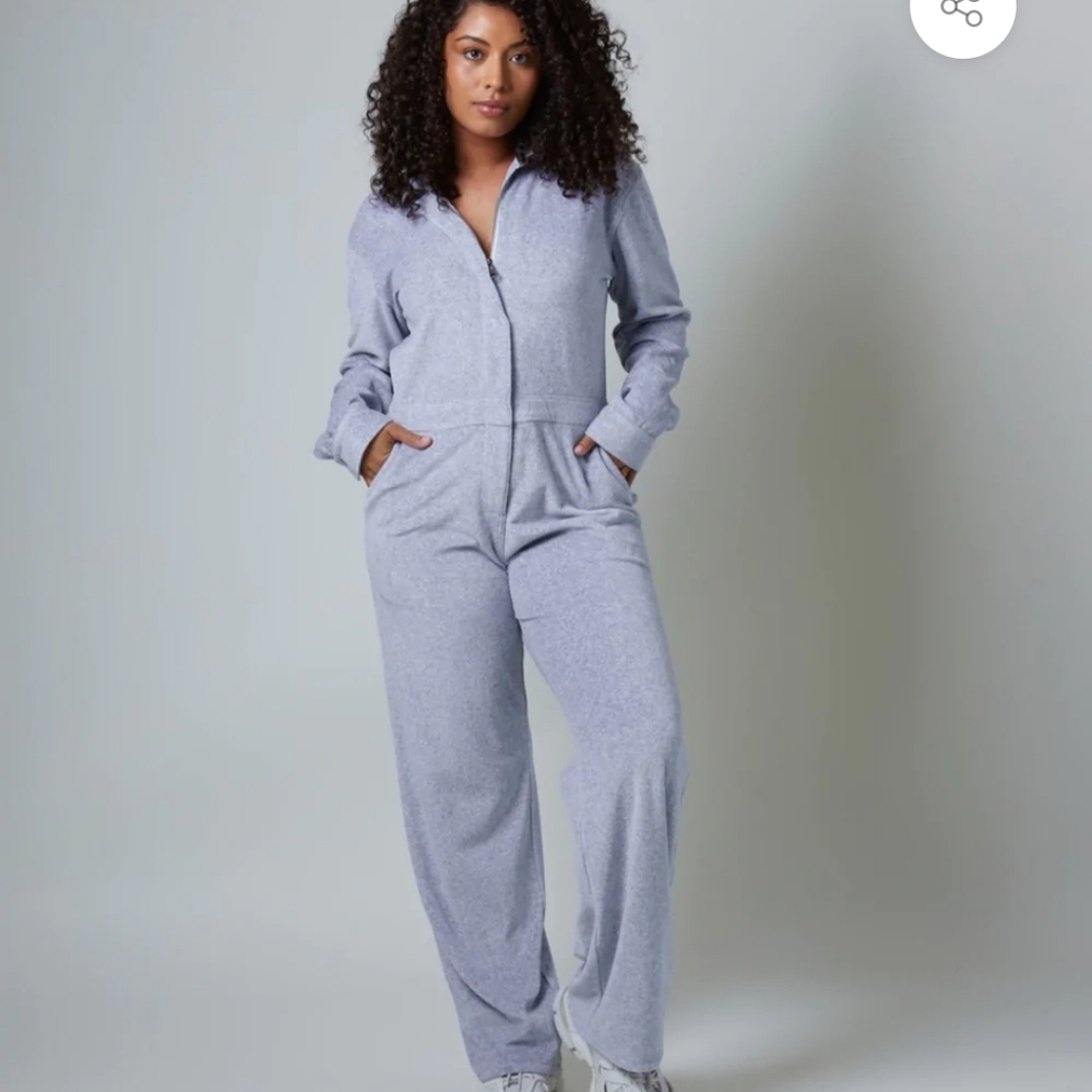 Rivet Utility VIP Heather Grey Velour Jumpsuit Size XL